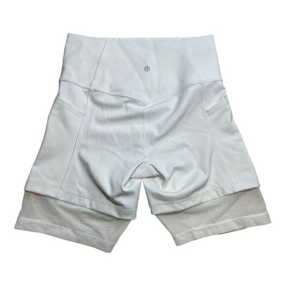 Athleta Women's Small Mesh Me Up 8" Activewear Athletic Shorts White Yoga Jog - Picture 2 of 7